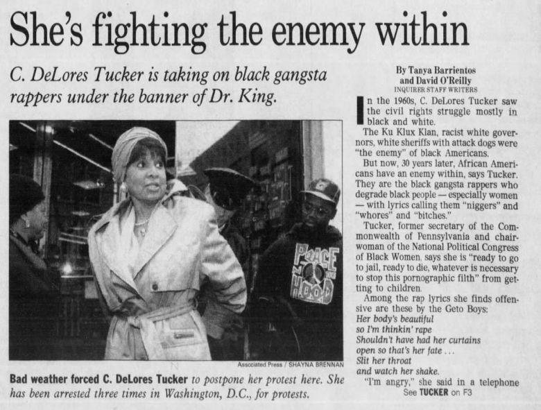 Le combat de C. Delores Tucker contre le gangsta rap.